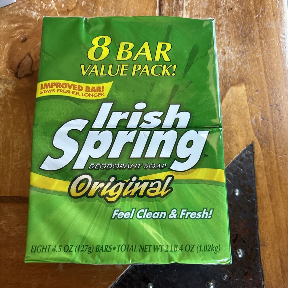 Vintage Colgate Palmolive Irish Spring Soap Original 8 Bars Sealed No Flaxseed